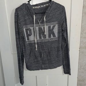 Pink brand size small grey zip up sweatshirt